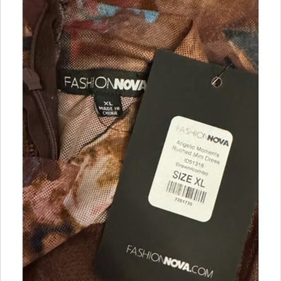 Fashion Nova XL Bodycon Midi Dress Renaissance Art High Neck Long Sleeve NEW - Picture 5 of 10